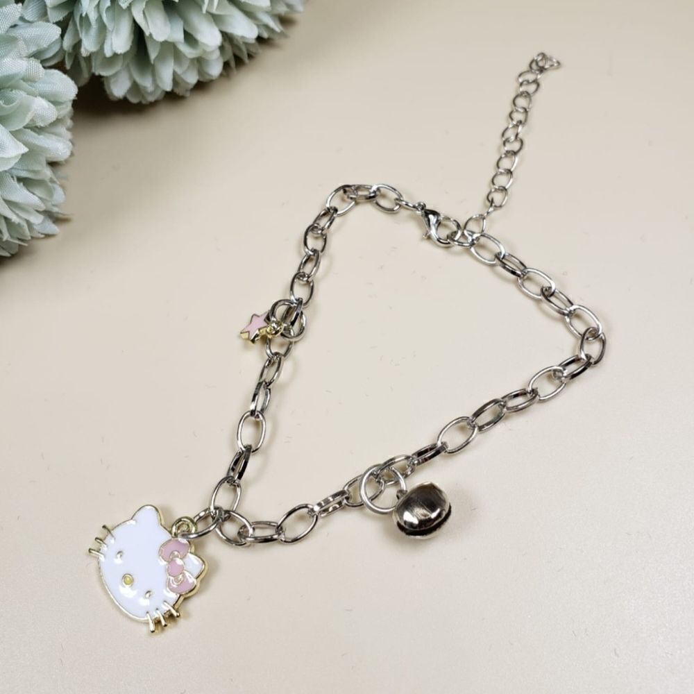 Brand New Sanrio Hello Kitty Silver Bracelet With Pink Star #1